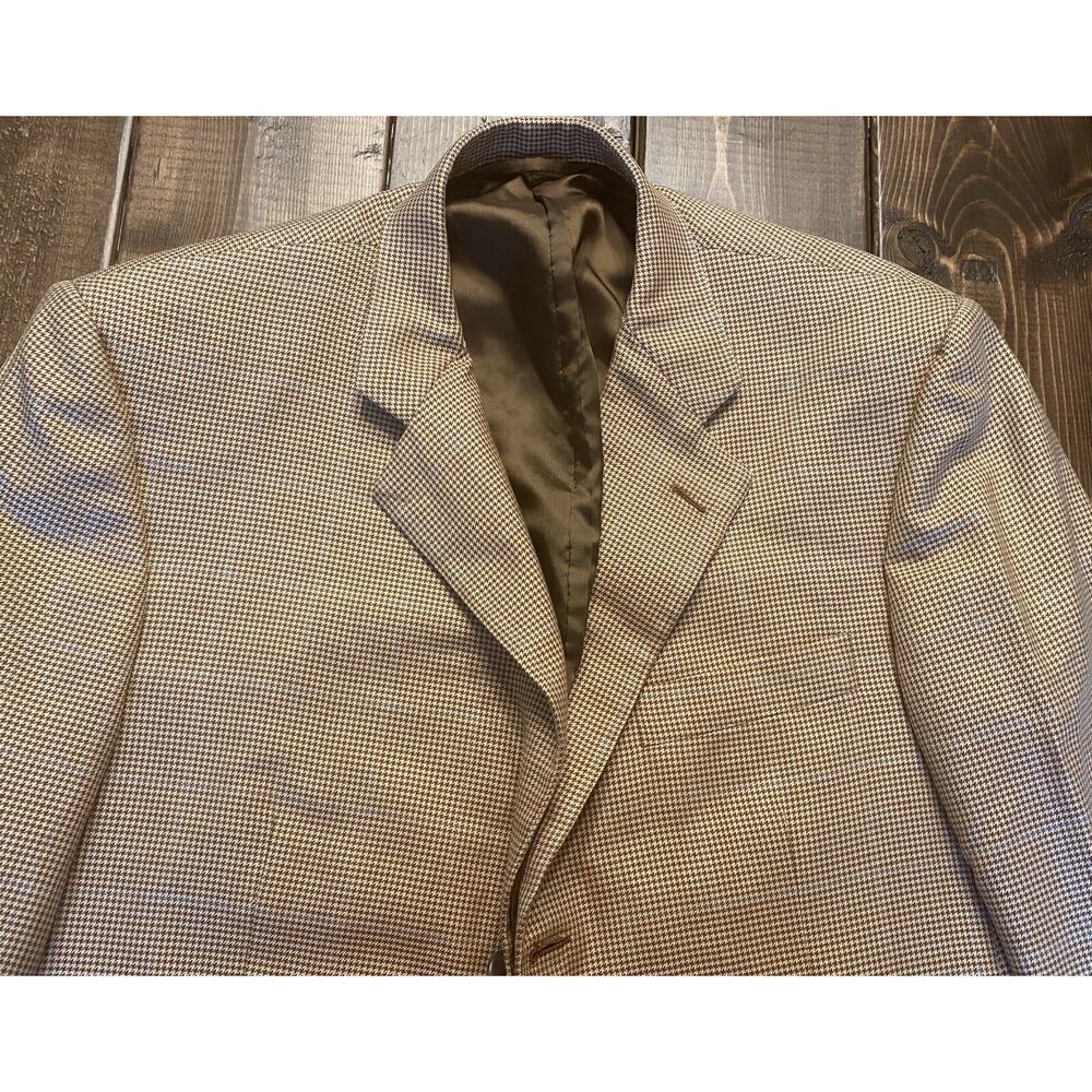 Hickey Freeman Beige Checkered Blazer